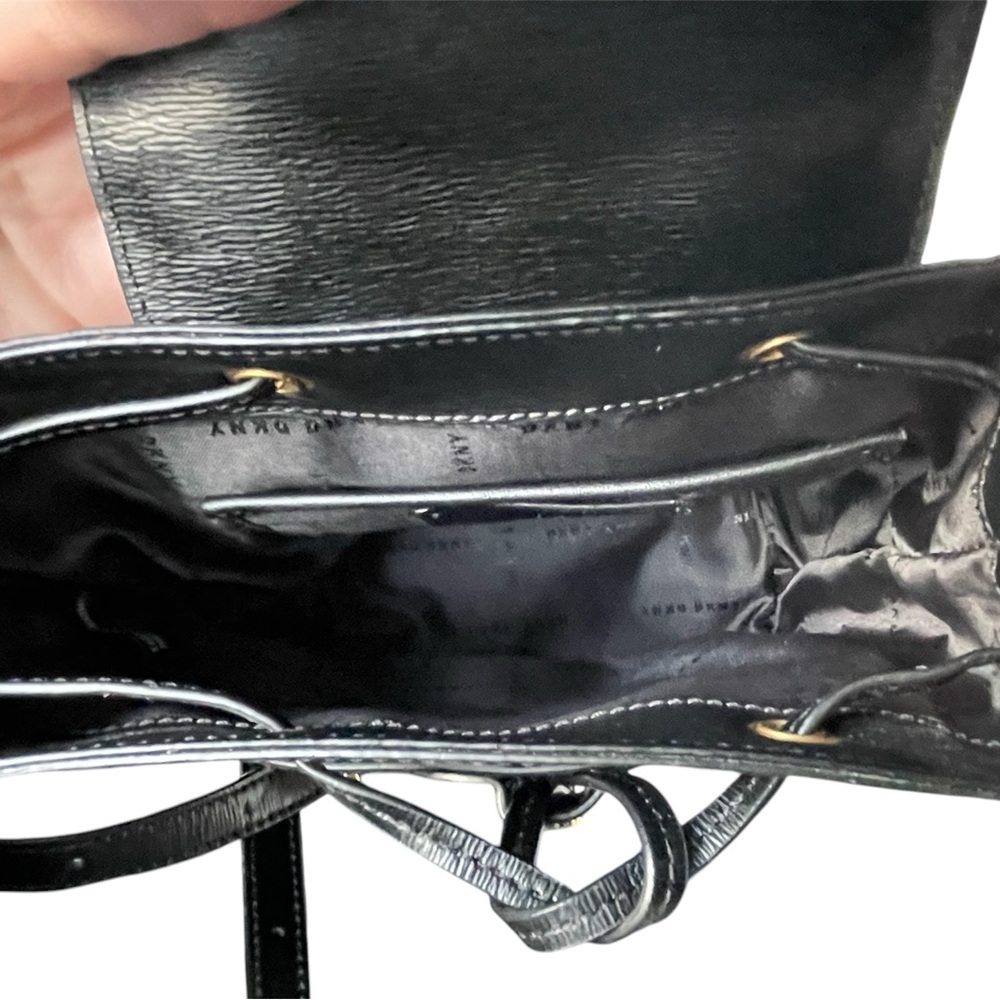 DKNY Black Leather Mini Backpack - Picture 6 of 10